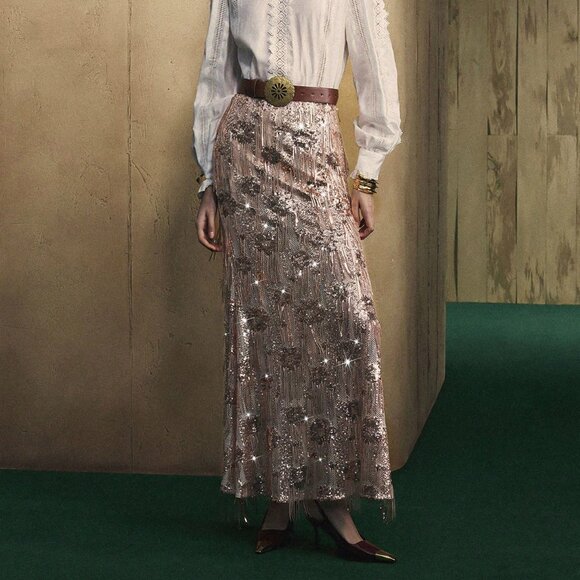 Dresses & Skirts - Camel Elegant Women's Sequined Tassel Fishtail Skirt